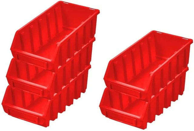 PROREGAL SuperSparSet 5x Sichtlagerboxen aus Polypropylen in Rot, H x B x T: 7,5 x 11,6 x 21,2 cm - Bild 1