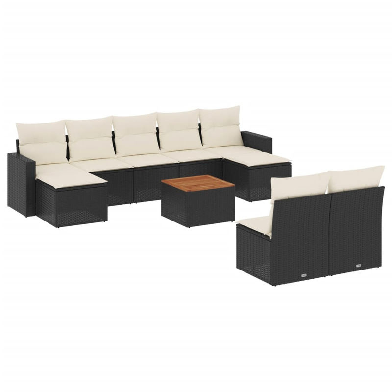 Vidaxl Garten-Sitzgruppe aus schwarzem Rattan mit Kissen für Erwachsene in modernem Design - Bild 2