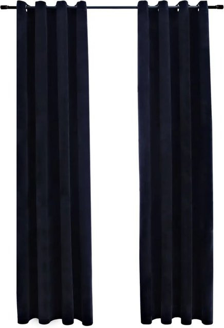 vidaXL Verdunkelungsvorhänge aus Samt mit Ösen, 2 Stück, Schwarz, B: 140 cm, H: 175 cm - Bild 1