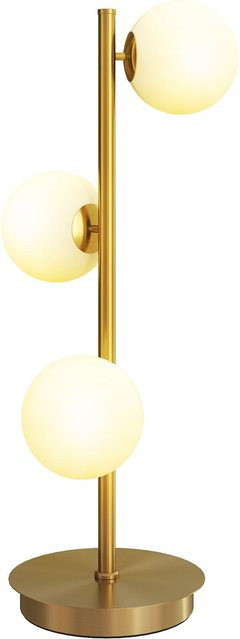 HOMCOM Tischlampe mit 3 Kugelschirmen in Messingoptik und beige Schirmen, moderne Leselampe mit G9-Fassungen - Bild 1