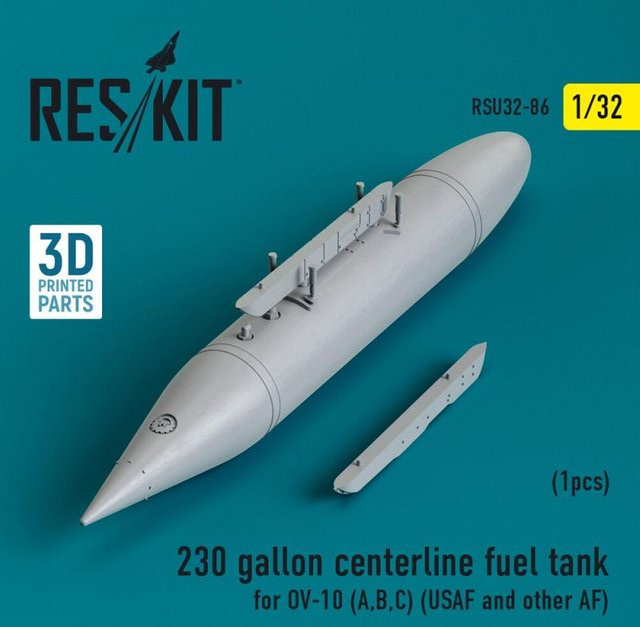 ResKit Models 230 Gallon Centerline Fuel Tank for OV-10 (A,B,C) (USAF and other AF), 1-teiliges Set, 3D Printed - Bild 1