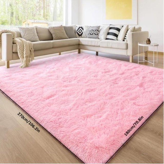 VIKAMA Mädchen-Teppich in Rosa, weicher Plüsch-Teppich für Kinderzimmer, Schlafzimmer und Wohnzimmer, B/T: 160 x 60 cm - Bild 1