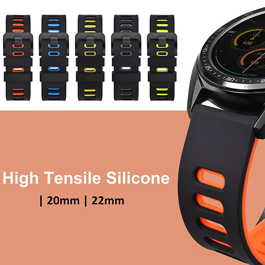 Amazfit Uhrenarmband Silikon, Schwarz, 20 mm, 22 mm - Bild 2