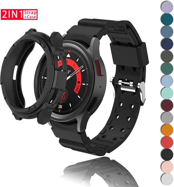 OAKCHARM Uhrenarmband mit Hülle und Displayschutzfolie, Samsung Galaxy Watch6 Classic, Silikon - Bild 1