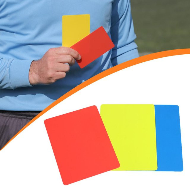 Tooyful Schiedsrichterkarten, PVC-Strafkartenset für Fußball, Rot, Gelb, Blau - Bild 1