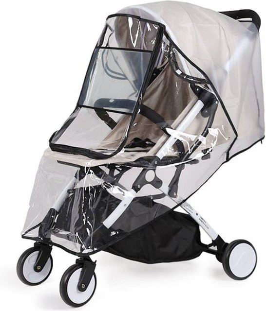 Transparente EVA Regenabdeckung für Baby- und Kinderwagen als wasserdichter Wind- und Staubschutz mit Reißverschluss - Bild 1