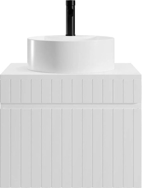 Vente-unique Einzelwaschtisch Satara Weiß mit Streifenoptik Breite: 60 cm - Bild 1