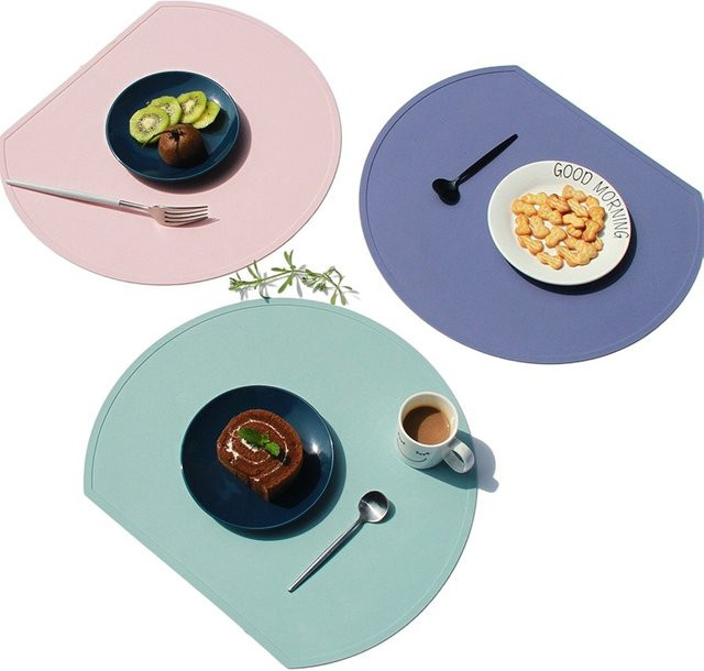 Runde Silikon-Tischsets in Gelb von inyahome, rutschfeste und hitzebeständige Geschirrunterlagen für Küche und Esszimmer - Bild 1