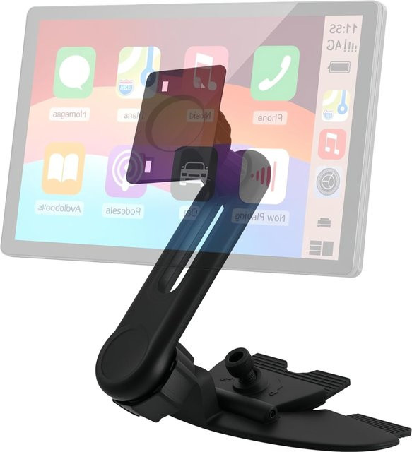 CD-Schlitz-Halterung für Carplay-Bildschirm und Garmin Nuvi GPS, 17mm Kugelgelenk, Schwarz, passend für 4-11 Zoll Monitore, Android Auto und Tablets - Bild 1