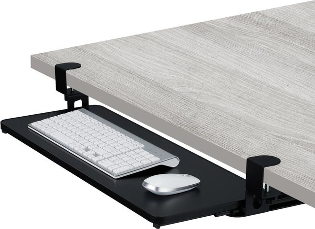Relaxdays Tastaturablage aus MDF in Schwarz, ausziehbar, B/T/H: 78 x 24 x 11 cm - Bild 1