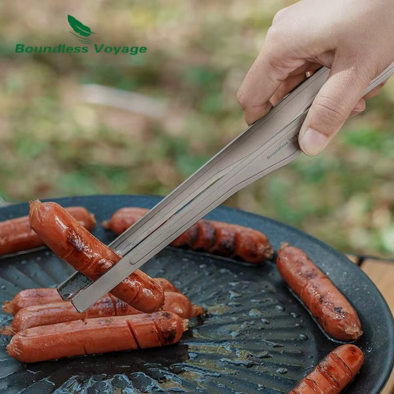 Boundless Voyage Grillzange aus Titan in Silber, Mehrzweck-Grillpinzette für Küche, Buffet und Steak, 6.7/10 inch - Bild 3