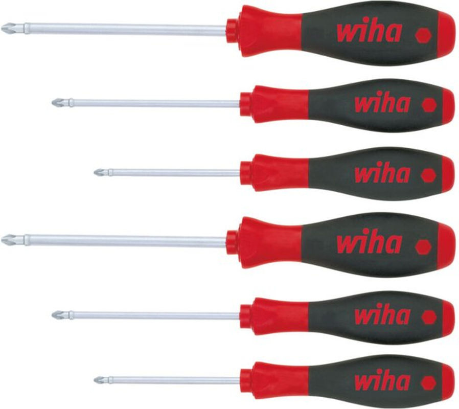 Wiha Werkstatt Schraubendreher-Set SoftFinish 6-teilig mit Phillips und Pozidriv in Schwarz-Rot - Bild 2