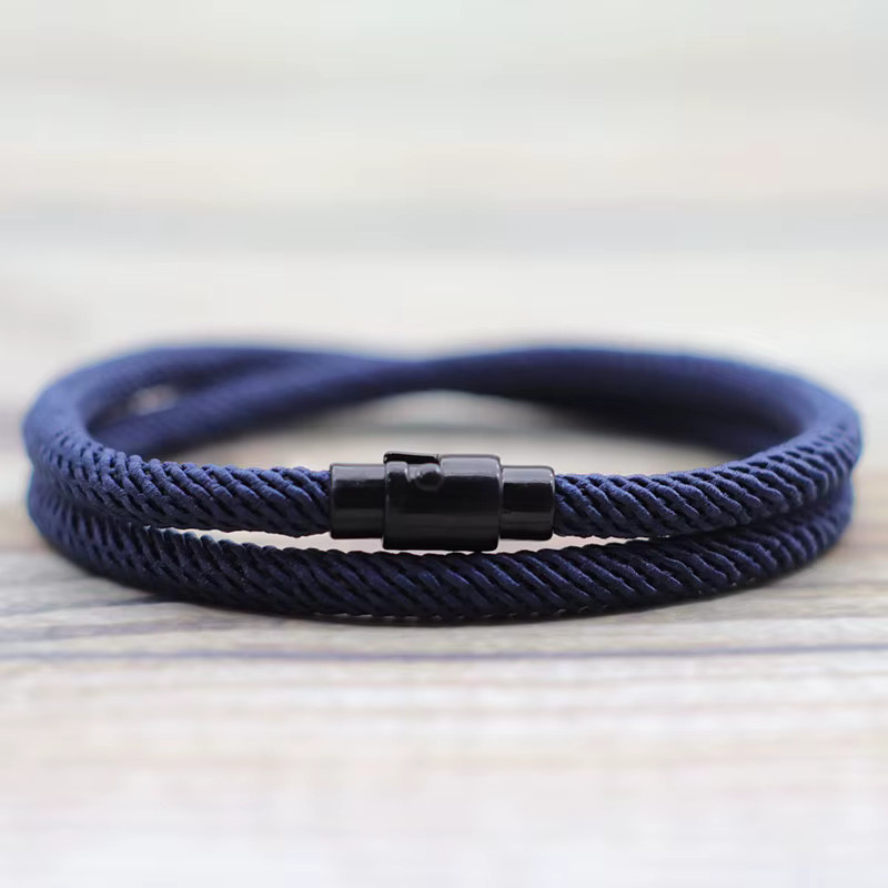 Armband Noter, Doppel Schicht, Seil, Magnet Schnalle, Schwarz, Herren - Bild 2