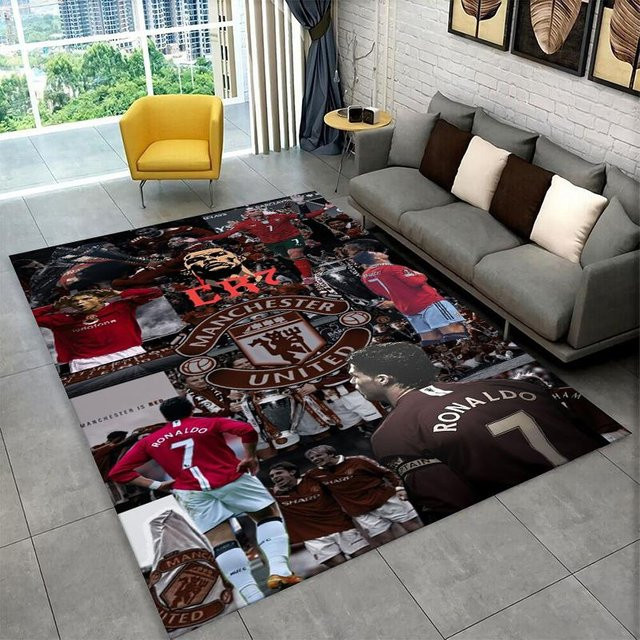 CR11 R-Ronaldo Fußballstar Teppich für Kinder, rutschfeste Bodenmatte aus Polyesterflanell für Spielzimmer, Schlafzimmer oder Wohnzimmer, B/T: 160 x 200 cm, Mehrfarbig - Bild 1