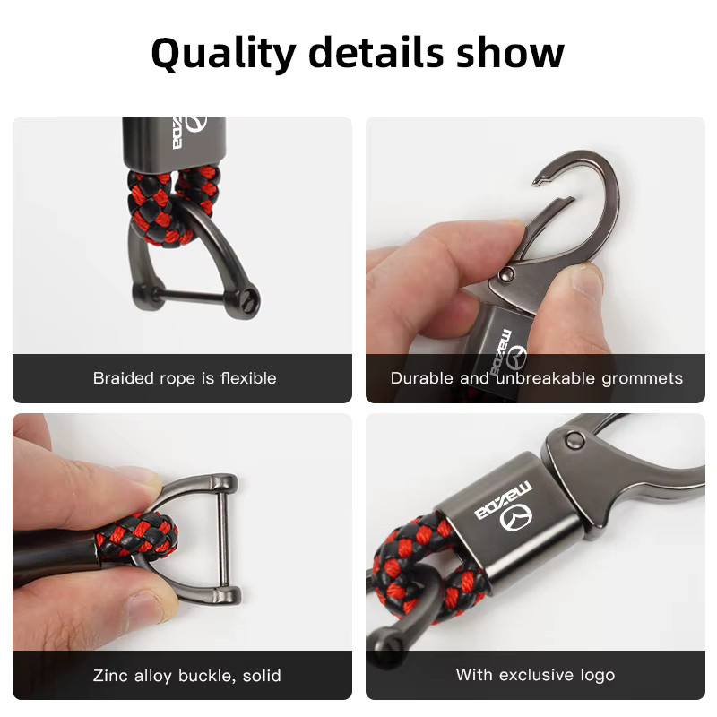Mazda Schlüsselanhänger, gewebtes Lederseil, Unisex - Bild 3