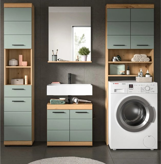 Inn.Furn Badmöbel Set Shawn 4-teilig in Grün und Eiche, Breite: 190 cm - Bild 1