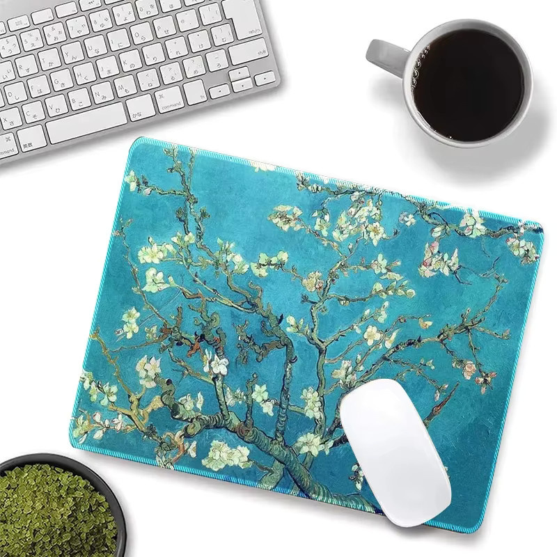 Van Gogh Mandelblüten Mauspad rutschfeste Schreibtischunterlage im Ölgemälde-Stil mit Gummibasis - Bild 3