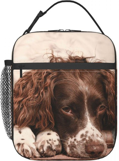 Fancy Style Studio Isolierte Lunchtasche English Springer Spaniel für Damen, Thermische Kühltasche und auslaufsichere Lebensmittelbox, Weiß - Bild 1