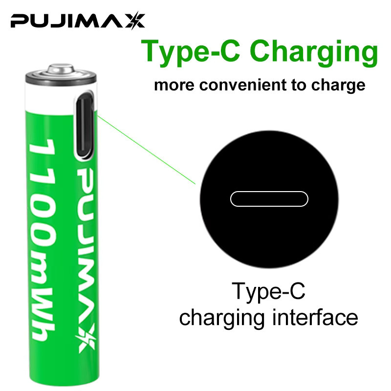 PUJIMAX AAA Li-Ionen-Akku 1,5 V mit USB-Typ-C, 1100 mWh, Grün - Bild 3