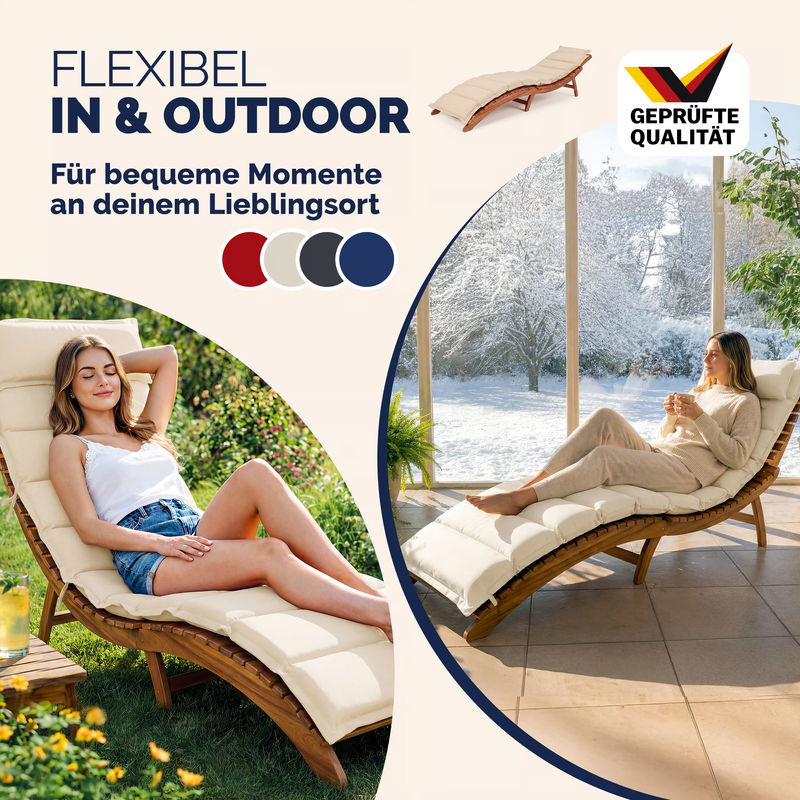 Sonnenliege Auflage DETEX Creme mit wasserabweisendem Polyester B/T/H: 183 x 56 x 7 cm - Bild 3