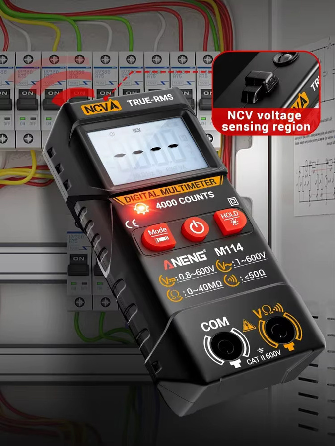 ANENG M114 Digitales Multimeter und BT173 Batterietester Set in Schwarz mit NCV und Hintergrundbeleuchtung - Bild 6