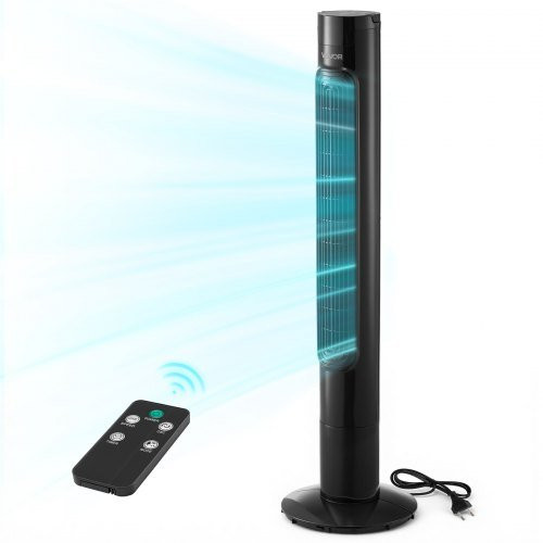 VEVOR Tower Fan Standventilator in Schwarz mit 50 Grad Oszillation, 3 Geschwindigkeiten, 3 Modi und 7,5 Stunden Timer - Bild 1