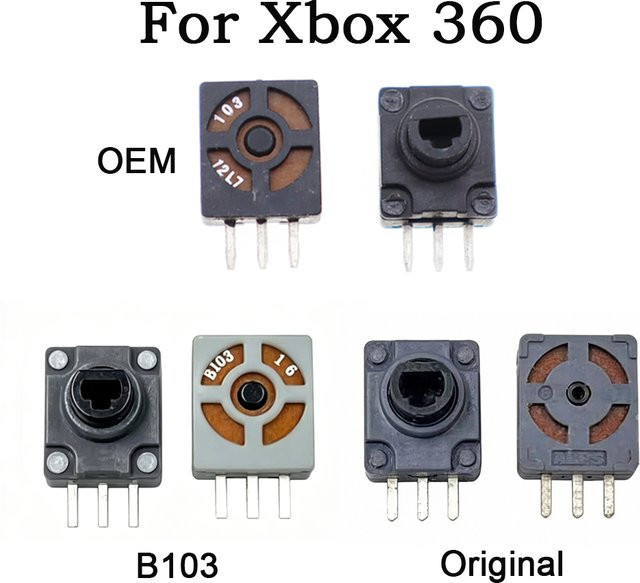 TingDong 2er-Set LT/RT Schultertasten-Drehpotentiometer-Schalter für Xbox 360 Controller in Schwarz und Blau - Bild 1