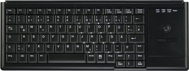 Tast Active Key AK-4400 Ultraflache Trackball Tastatur USB Schwarz mit US-Layout und Scissor-Mechanik - Bild 1