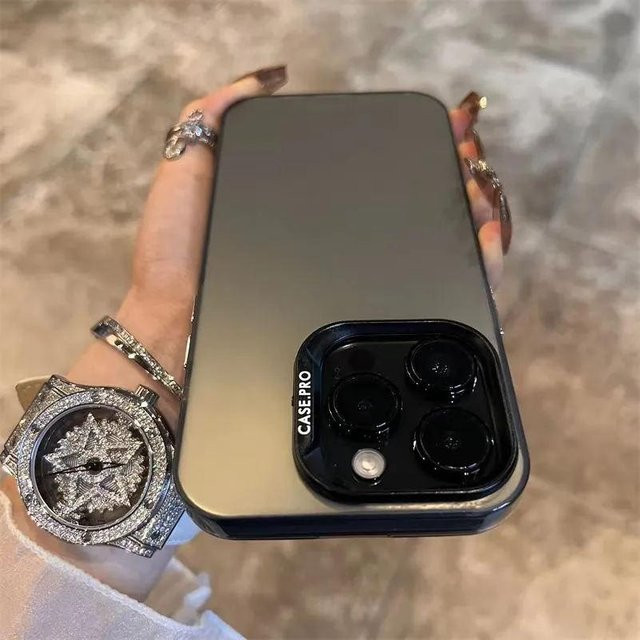 Stoßfeste Yiran Handyhülle in Grau mit mattem Laser-Design für iPhone 16 Pro Max, 15, 14, 13, 12, 11, Plus, X, XS, XR - Bild 1
