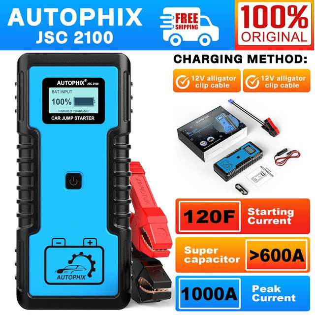 AUTOPHIX JSC2100 Superkondensator Auto-Starthilfe 1000A für 12V 5.0L ohne Lithium mit 5-Minuten-Schnellladung für Extremwetter - Bild 1