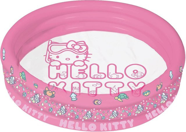 Hello Kitty aufblasbarer 3-Ring-Pool für Kinder, pink transparent, B: 122 cm, H: 23 cm - Bild 1