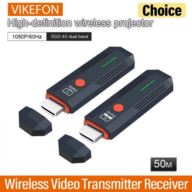 VIKEFON Drahtloser HDMI Video-Adapter mit Typ-C-Anschluss, Full HD 1080P, Schwarz - Bild 1