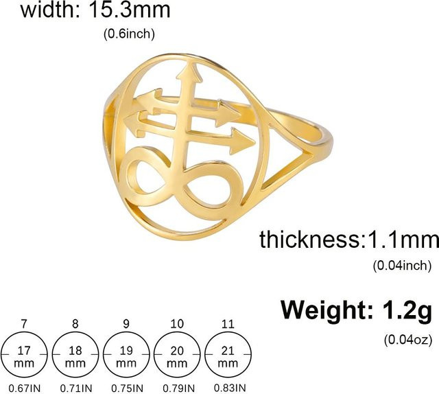 YULIN Ring Edelstahl, Sigil des Luzifer, Leviathan Kreuz, Unisex - Bild 1