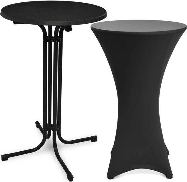 Beautissu Bellini Stehtisch und Stella Stehtischhusse Set, Schwarz, Durchmesser: 70 cm - Bild 1