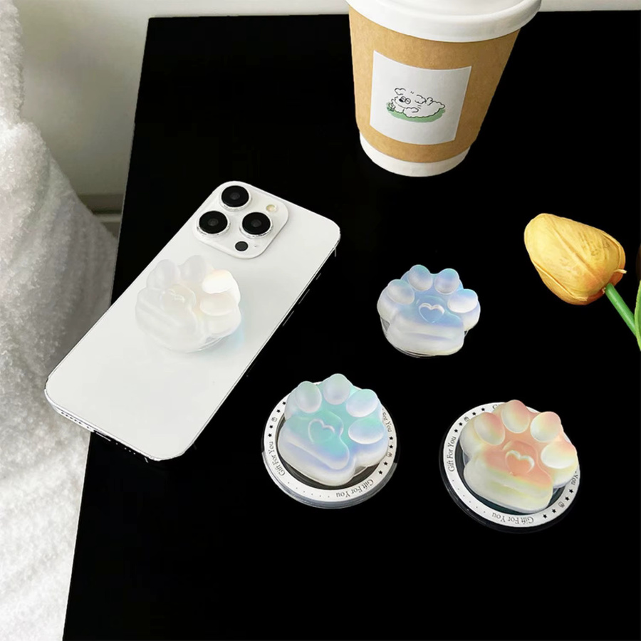 DIXSG Magnetischer Smart Tok mit 3D Katzenpfote im Laser-Design für iPhone und Samsung, Bunt/Pink - Bild 2