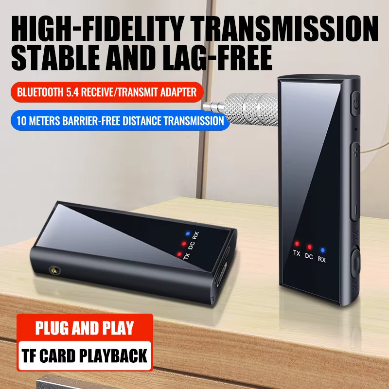 Kebidu Bluetooth 5.4 Audio-Receiver und Sender in Schwarz mit 3,5 mm AUX-Buchse und USB für Stereo-Musik und Freisprechanlagen an TV, PC oder im Auto - Bild 4