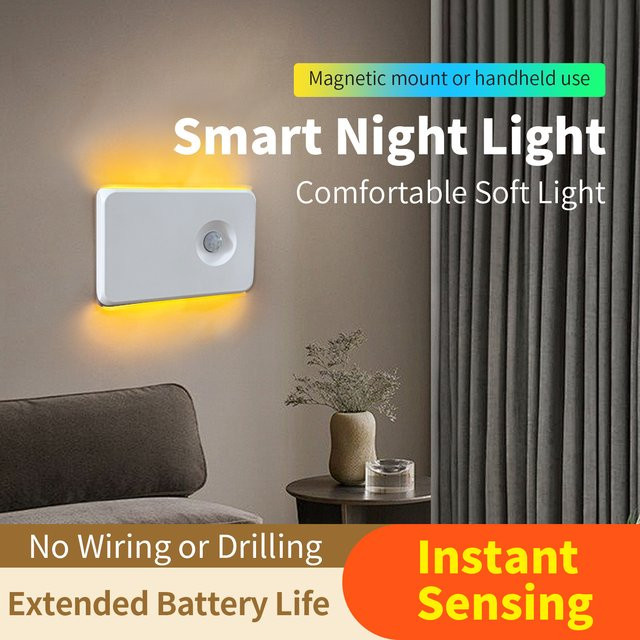 GGBEE LED-Nachtlicht mit Bewegungssensor und Aufladefunktion, weiße Klebelampe mit Auf- und Abwärtsbeleuchtung für das Schlafzimmer - Bild 1