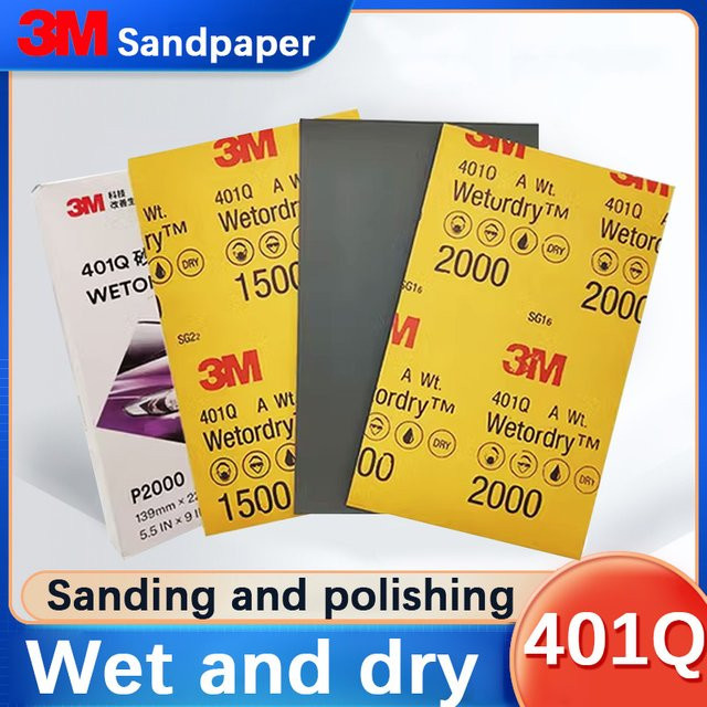 3M Schleifpapier zum Polieren für Holz und Metall, ultrafein, wasserbasiert, Gelb - Bild 1