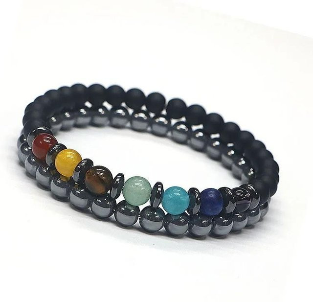 7 Chakra-Armband, Perlen, Kristall, Messing, Bunt, Unisex - Bild 1