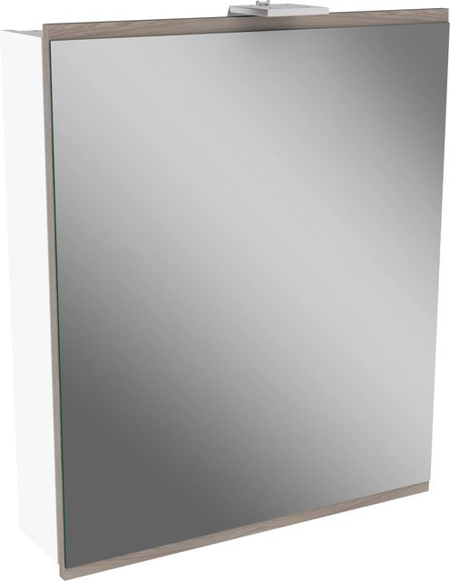 Fackelmann Spiegelschrank Lima Weiß Grau mit LED-Beleuchtung, Softclose-Türen und Steckdose, B/T/H: 60 x 15,3 x 73 cm - Bild 1