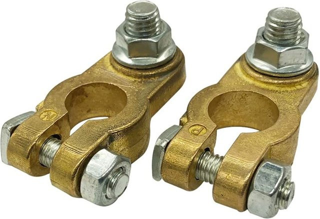 TOP-MAX Auto Batterie Terminal Kabelklemmen Set CP-0363-01 Gold Positive und Negative Stecker 2er Pack - Bild 1