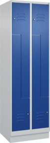 C+P Z-Spind Classic PLUS mit Sockel, 4 Fächer, Zylinderschloss, Grau/Blau, H x B x T: 195 x 60 x 50 cm - Bild 1