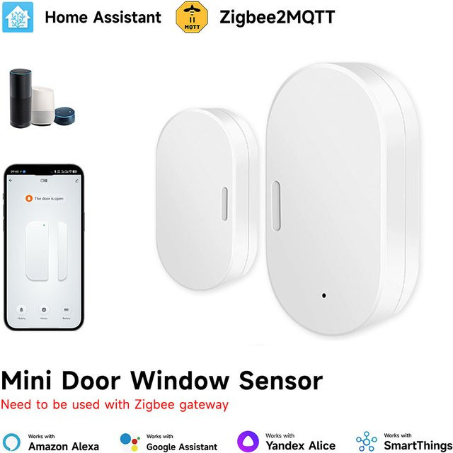 Tuya Smart Home Sicherheits-Tür- und Fenstersensor, Zigbee 3.0 Kabelloser Magnetdetektor in Weiß, kompatibel mit Z2MQTT und Home Assistant - Bild 1