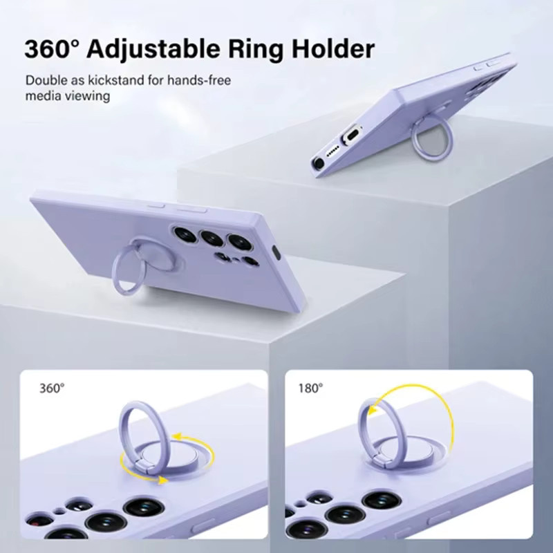 Magnetische Silikon-Handyhülle mit Ringband für Samsung Galaxy S25 S24 S26 S23 S22 Plus Ultra A57 A37 A17 A26 A16 A55 A36 A56 in Schwarz und Lila - Bild 3