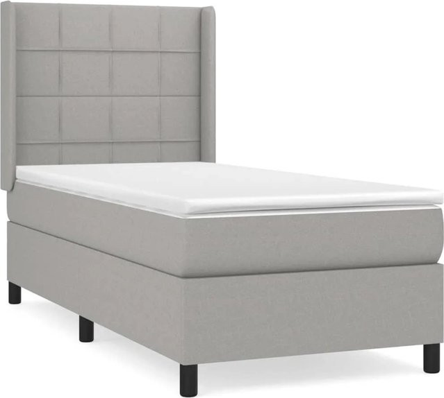 vidaXL Boxspringbett mit Matratze Hybrid-Design in Hellgrau B/T/H: 90 x 200 cm - Bild 1
