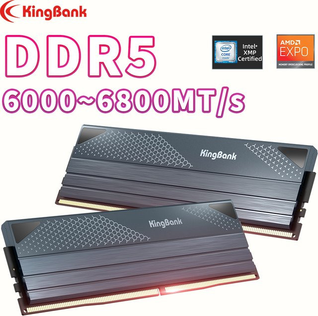 KingBank KFXB Serie DDR5 RAM Kit 48GB Dual-Channel 6800MHz Schwarz - Bild 1