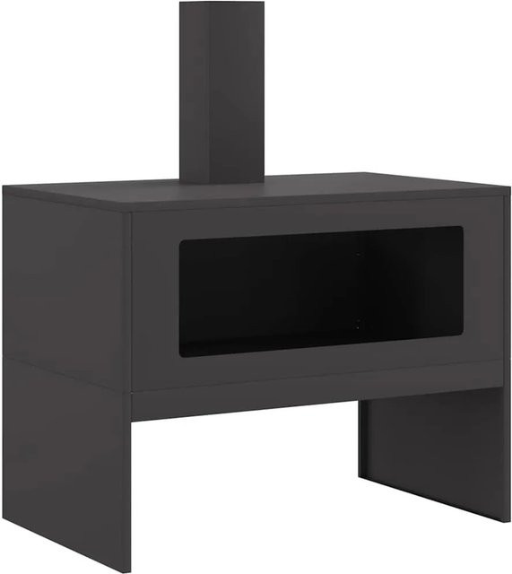 vidaXL Feuerstelle aus kaltgewalztem Stahl in Schwarz mit Schornstein, B/T/H: 80 x 50 x 96 cm - Bild 1