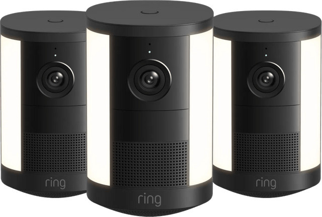 Ring Spotlight Kamera 2. Generation Akku Schwarz 3er-Pack mit Wi-Fi - Bild 1