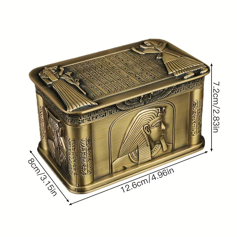 Kreative Mini-Schmuckschatulle im Retro-Stil aus Metall in Blau und Gold - Bild 2