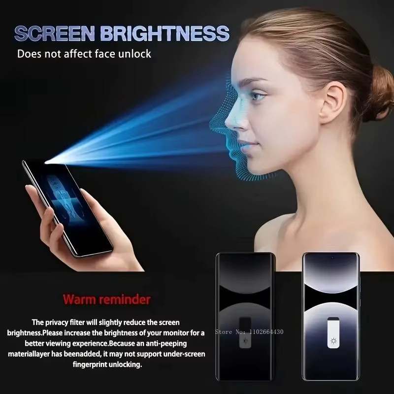 2 Stück Anti-Peep Privatsphäre Displayschutzfolien aus gehärtetem Glas für Xiaomi Redmi Note 12 Pro+ 5G, Redmi Note 13, 14 und 15 Pro Plus, transparent - Bild 5